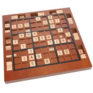 WE Games Wooden Sudoku Board with Storage Slots in Walnut Stain - 11.5 in. - 1 of 4