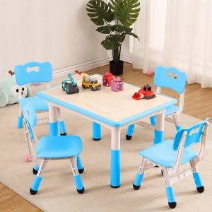 Garvee Kids Table and Chairs Set, 31.5'' Rectangle Desk With 4 Seats,Graffiti Desktop, Non-Slip Legs, Children Multi-Activity Table - 1 of 4