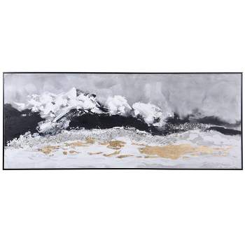 Metallic Mountain Range Abstract Hand Painted Framed Canvas Art Black - StyleCraft