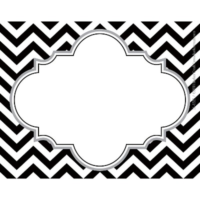 Barker Creek All Grades Self-Adhesive Name Tag Black/White Chevron 45/Pack LL1525