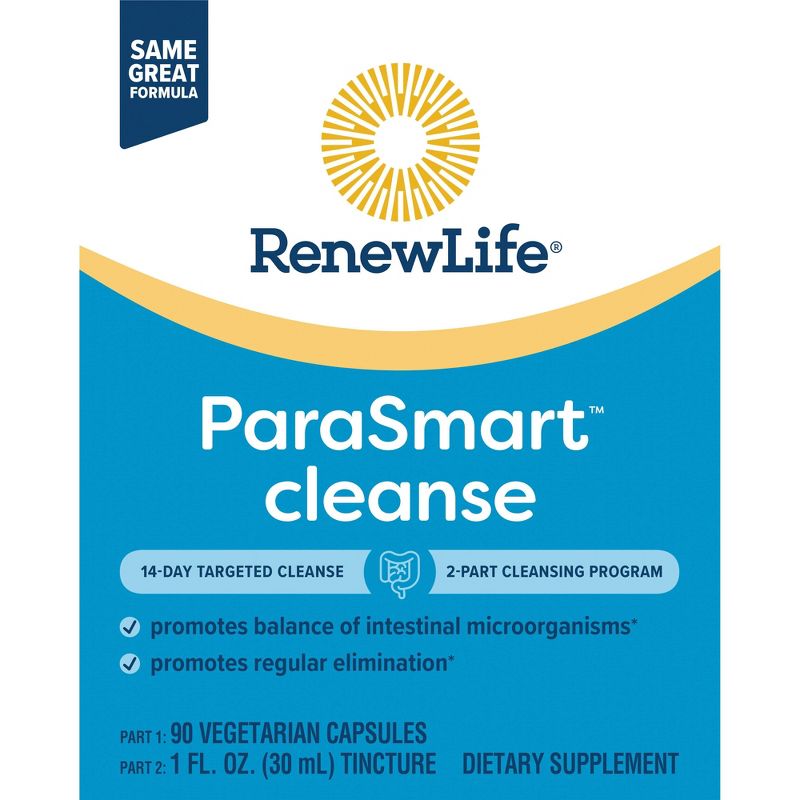 Renew Life Adult Cleanse - PARASmart, Microbial Cleanse - 2-Part,15-Day Program. Gluten, Dairy & Soy Free. 90 Vegetarian Capsules + 1 Fl. Oz. Tincture, 4 of 7