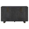 Homy Casa 4-Door Sideboard Buffet Cabinet with Gold Handles and Adjustable Shelves for Dining Room or Living Area, Black Oak - 4 of 4