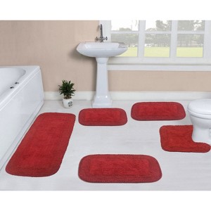 Radiant Bathroom Rugs Set, Washable Rug, Extra Soft and Absorbent bath Rug, Bath Mat Set, Bath Floor Mat Non-Slip, 5 Pcs Set with Contour, Red - 1 of 4