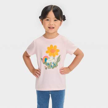 Toddler 'Rainbow Cloud Flower' Short Sleeve T-Shirt - Cat & Jack™ Light Pink