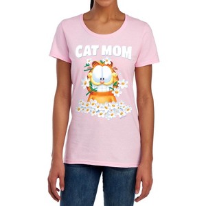 Women's Garfield Mother's Day Cat Mom Flowers T-Shirt - 1 of 4