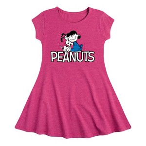 Girls' - Peanuts - Snoopy And Lucy Fit & Flair Cap Sleeve Dress - 1 of 2