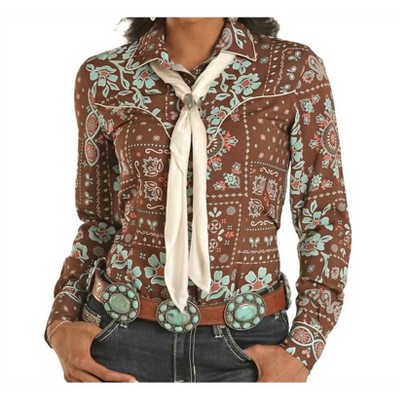 Women's Retro Bandana Snap Down Shirt - Panhandle
