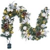 Gaomon 6 Feet Christmas Garland with Lights for Mantle, Lighted Battery Operated Xmas Garland with Silver White Balls Pine Cones - 2 of 4
