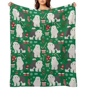 Old English Sheepdog Christmas Christmas Throw Blanket Soft Fleece Christmas Blanket Cozy Flannel Throw for Couch Bed 60x80 inches - 1 of 1