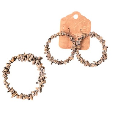 black and beige hoop earrings