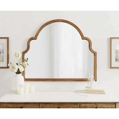 Rustic Brown Moroccan Arch Wood Vanity Mirror