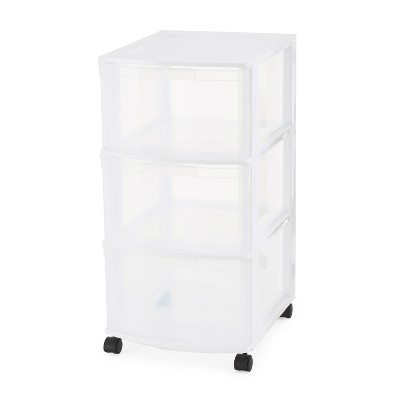 Gracious Living Clear Mini 3 Drawer Desk and Office Organizer with White Finish