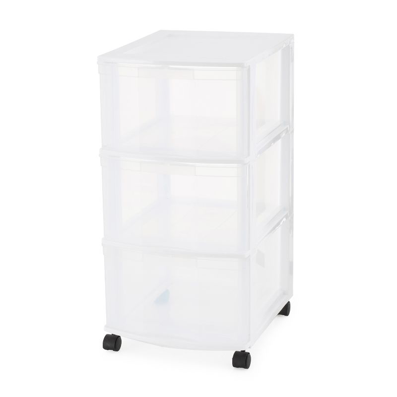 Gracious Living Resin Clear 3 Drawer Storage Chest System with Removable Rolling Casters for Garage, Basement, Utility Room, and Laundry Room, White, 1 of 7
