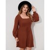 Clearlove Elegant Square Neck Sweater Dress for Women - Plus Size Ribbed Knit Tunic with Long Sleeves - 2 of 4