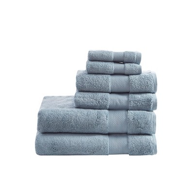 Vynxaria Blue 6 Piece Cotton Bath Towel Set
