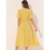 INSPIRE CHIC Women's V-Neck Flounce Short Sleeve Casual Elastic Waist Solid Elegant Maxi A-Line Dress - 3 of 4