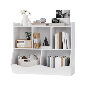 3-Tier Kids Bookshelf & Toy Storage Organizer - 5 Cubby Cabinet, Small Bookcase for Bedroom, Playroom, School, Living Room, Nursery Storage Shelf - 1 of 4