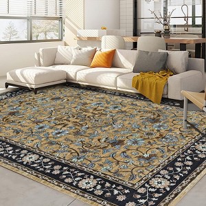 Area Rugs Floral Rug Non Slip Large Living Room Rug Washable Vintage Bohemian Soft Carpet for Bedroom Home Office - 1 of 4