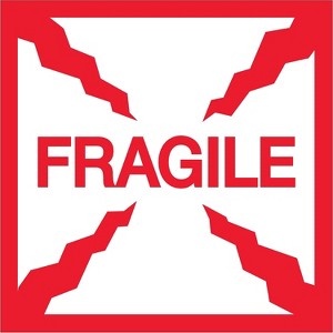 Tape Logic Labels "Fragile" 2" x 2" Red/White 500/Roll DL1316 - 1 of 4