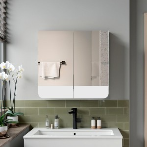 ChicFurnit Bathroom Storage Cabinet Medicine Cabinet with Two Mirrors and Three Shelves for Bathroom Use, White, 22.44"*21.65"*4.72" - 1 of 4