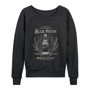 Women's - Blue Moon - Artfully Crafted Lightweight French Terry Wide Neck Long Sleeve Graphic Shirt - 1 of 4