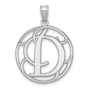 Black Bow Jewelry Rhodium Plated Sterling Silver Fancy Script Initial A-Z Pendant, 20mm - 1 of 4