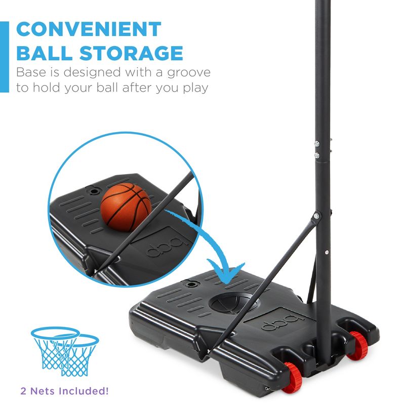 Best Choice Products Kids Height-Adjustable Basketball Hoop, Portable Backboard System w/ 2 Wheels, 5 of 8