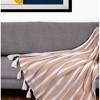 HomeRoots 50" X 60" Gold and Ivory Woven Cotton Striped Throw Blanket with Tassels - 2 of 4