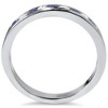 Pompeii3 1/4ct Diamond & Blue Sapphire Anniversary Wedding Ring 14k White Gold - 3 of 4