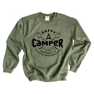 Simply Sage Market Women's Graphic Sweatshirt Happy Camper Toasted Marshmallow - 1 of 3