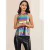 INSPIRE CHIC Women's Party Shiny Sleeveless Keyhole Back Club Metallic Tank Top - 2 of 4