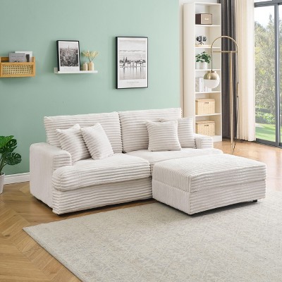 Sapphtopaz Couches for Living Room 3-Seater Sofa Couch Upholstered Sofa Bed with 4 Matching Toss Pillows Sleeper Sofa for Bedroom,Apartment