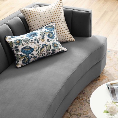 Glam Deco Elegance Gray Velvet Channel Tufted Sofa