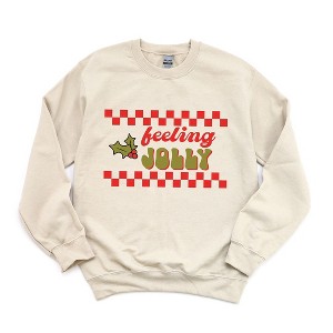 Simply Sage Market Women's Graphic Sweatshirt Feeling Jolly Checkered - 1 of 4