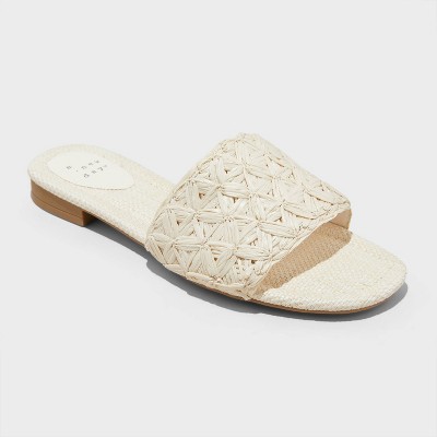 Women's Ariella Woven Raffia Slide Sandals with Memory Foam Insole - A New Day™