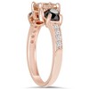 Pompeii3 2.10Ct Morganite & Black Diamond Engagement 3-Stone Ring 14K Rose Gold - image 2 of 4