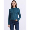Allegra K Women's Faux Suede Stand Collar Zip Up Long Sleeve Moto Biker Jacket - 3 of 4
