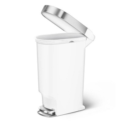 White Plastic 10.6 Gallon Slim Kitchen Step Trash Can