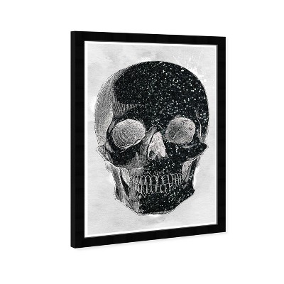 Hatcher and Ethan 13" x 19" Glitter Skull Symbols and Objects Framed Wall Art Black: Modern Digital Art, Vertical Display