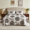 Inhand Microfiber Print Quilt Bedding Set, Flower print Soft Lightweight Coverlet For All Season - 2 of 4