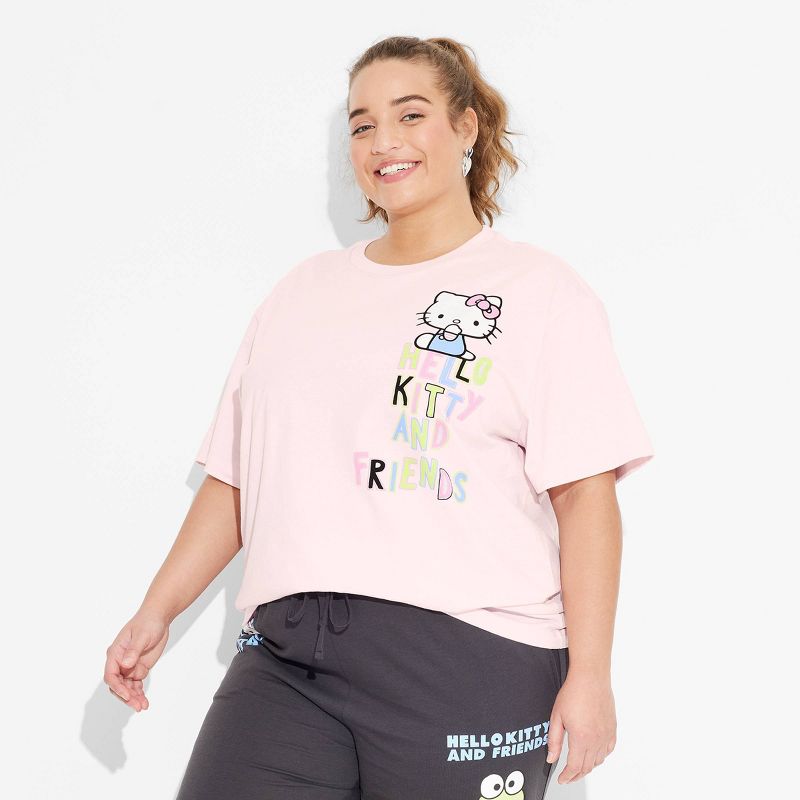 Women's Sanrio Positivity Oversized Short Sleeve Graphic T-Shirt - Pink, 1 of 5