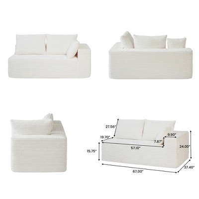 WJSHome 104 Inch Modular Sectional Cloud Couch, Boneless Sofa with Deep Seat, Comfy Fluffy Couch with L-Shaped Chaise,Right-Facing Chaise