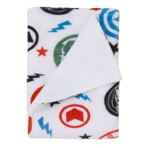 NoJo Marvel The Avengers Red, White, and Blue Super Soft Cuddly Plush Baby Blanket - 1 of 4
