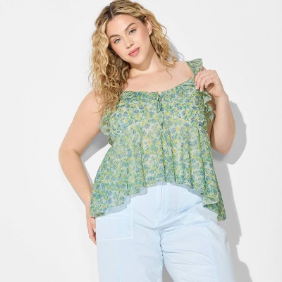 Women's Scoop Neck Chiffon Flutter Tank Top - Wild Fable™