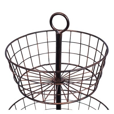 Black Metal 2-Tier Wire Fruit Basket