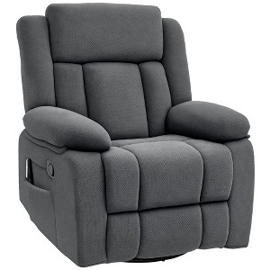 HOMCOM Vibration Massage Recliner Chair with Heat, Oversized Swivel Rocker, Velvet Fabric Manual Reclining Chair with Footrest, Remote, Pockets - 1 of 4