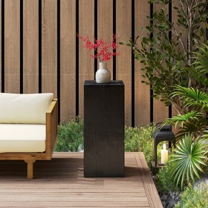 Grungis 33.75"H Square-Column End Tables for Patio,Wood-Like Distressed Finish and Mix with Different Heights for Outdoor and Indoor Use - 1 of 4