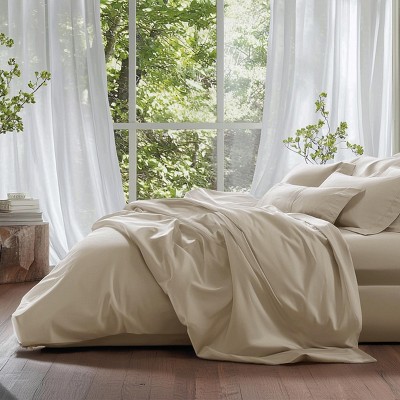 Cotton Tencel Sheet - Luxury Hotel Bedding Set, Soft, Cooling & Breathable for Hot Sleepers, Deep Pocket Up to 16 Inches
