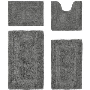 Lux Premium 100% Cotton Tufted Solid Reversible 4 Piece Bath Rug Set – Ultra-Soft, Water-Absorbent, Durable, Machine Washable Bathroom Rug - 1 of 4