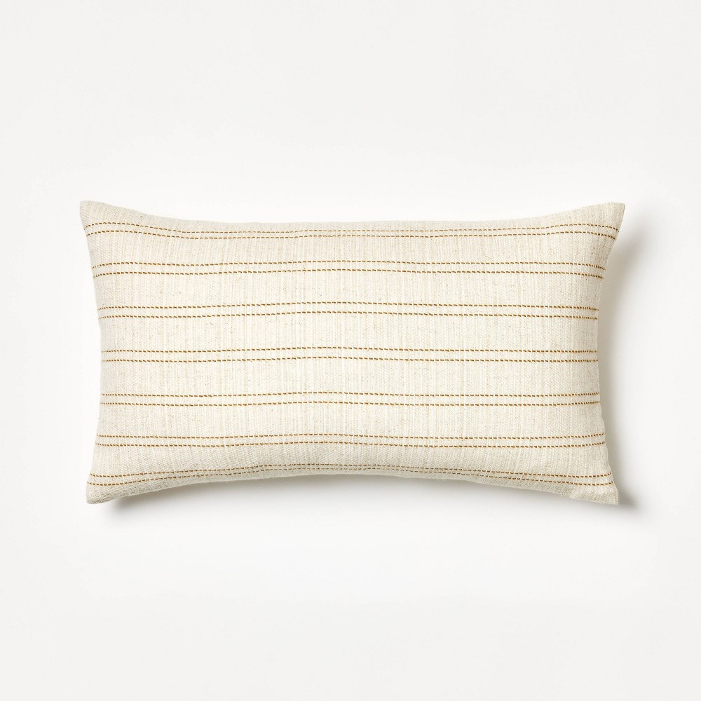 Photos - Pillow Oversize Woven Striped Lumbar Throw  Neutral/Dark Tan - Threshold™ d